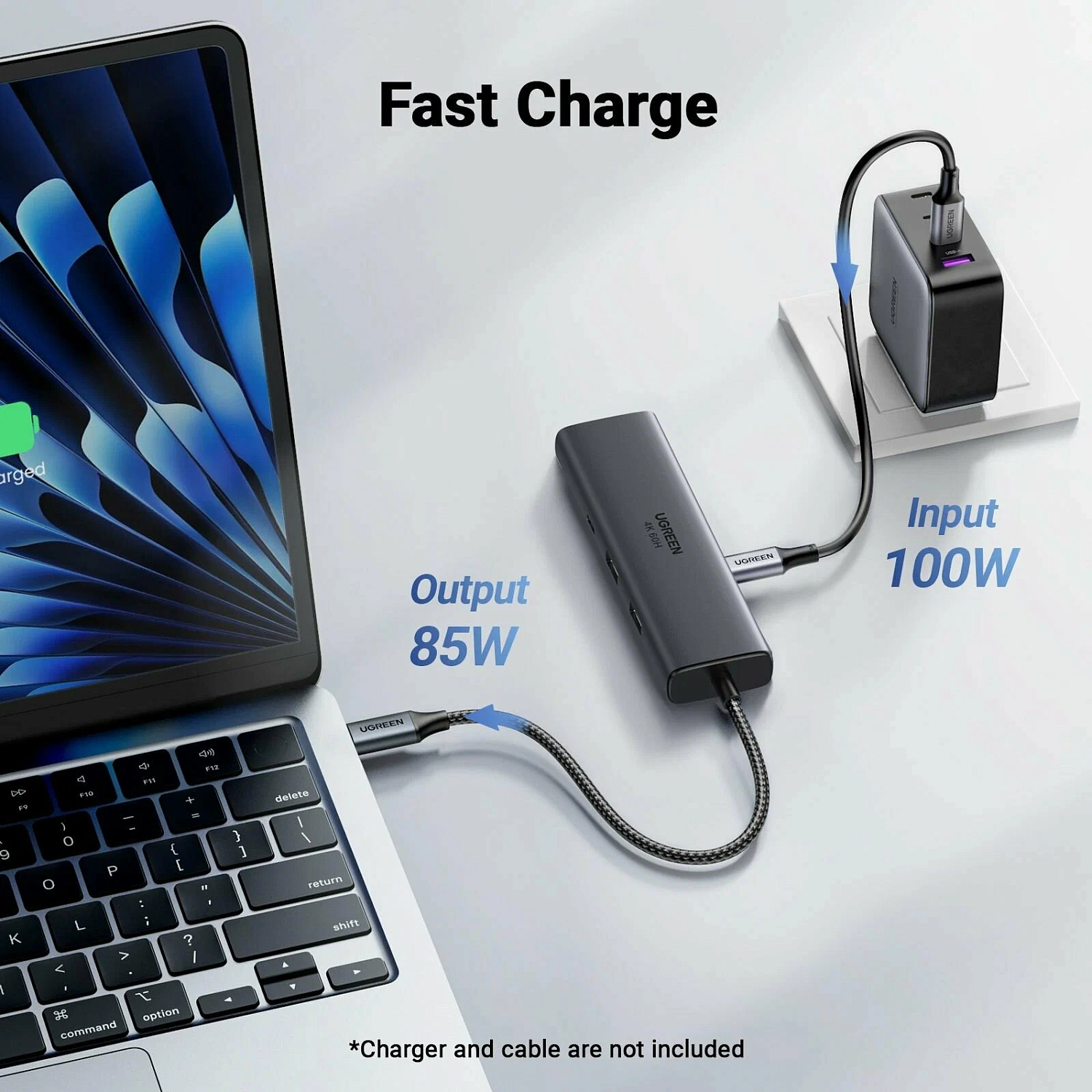 45000 Док-станция UGREEN CM512 USB-C - 2xUSB-A 3.2, USB-C 3.2, HDMI v2.0 4K 60Hz, LAN 1Gbit, PD 100W